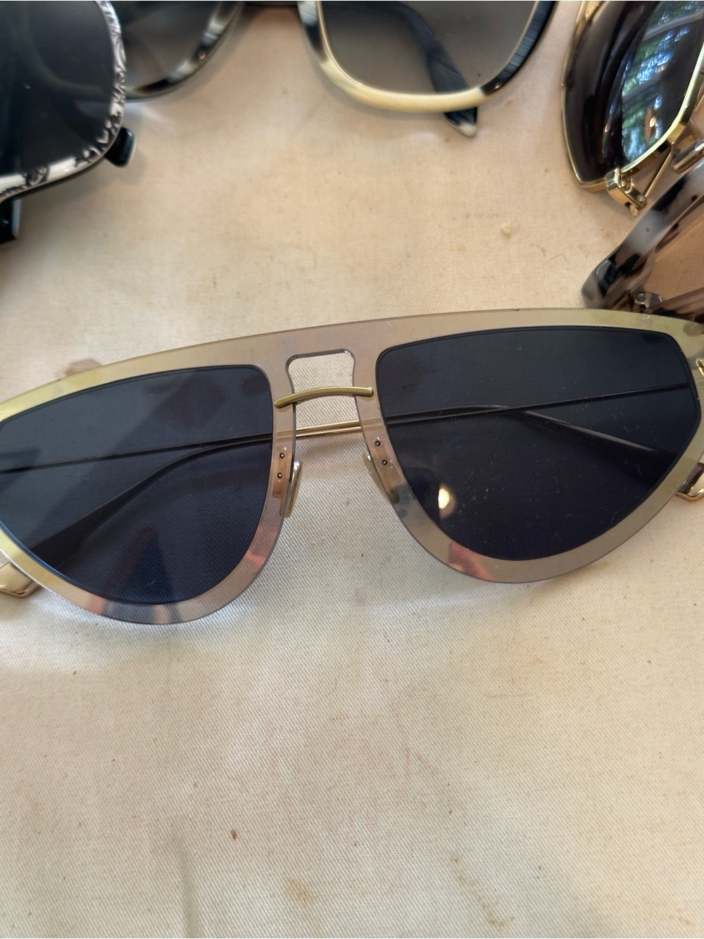 Dior Gold Frame Black Lens Sunglasses